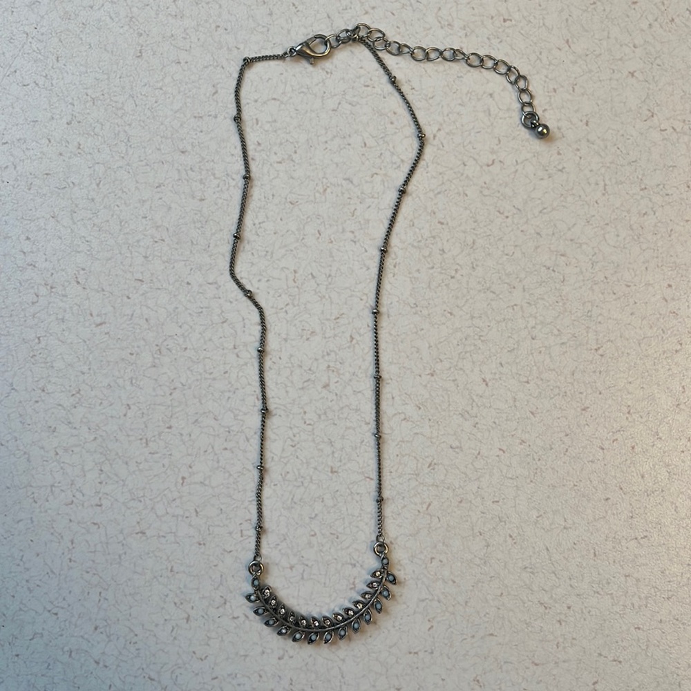 Silver and Blue Fern Necklace